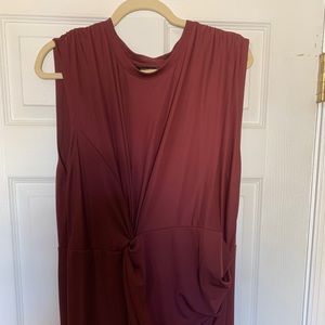 Burgundy twist-front midi banana republic dress